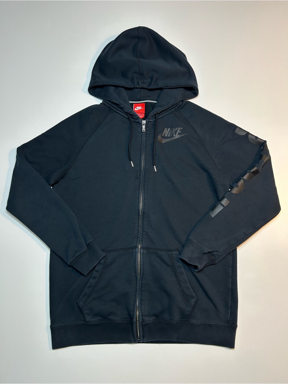 Nike Sportswear JDI Matte Black On Black Sleeve Graphic Full Zip Hoodie